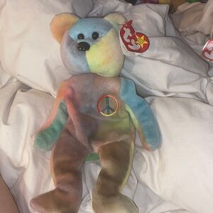 Ty Multicolor Peace Symbol Bear Plush
